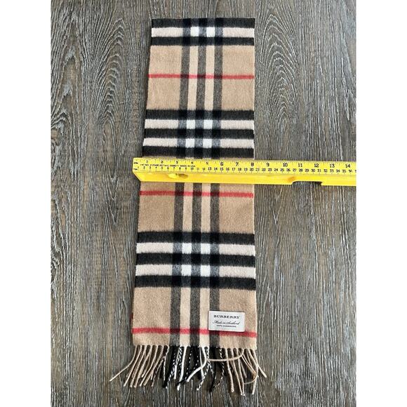 Authentic BURBERRY UNI Kids Beige / Stone HERITAGE Cashmere Check Scarf EUC - Picture 6 of 7